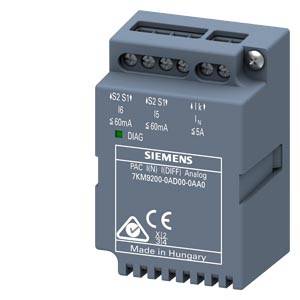Elektronický modul od Siemens, model 7KM9200, zobrazuje přípojky a diagnostickou kontrolku. Štítek 'Vyrobeno v Maďarsku' je viditelný.