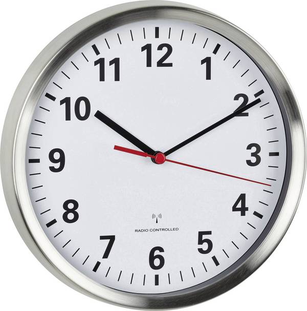TFA Dostmann 60.3529.02 DCF nástěnné hodiny 22 cm x 45 mm, hliník, tiché hodiny (bez tikání) , funkce úspory energie
