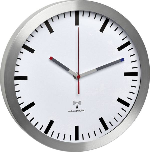 TFA Dostmann 60.3528.02 DCF nástěnné hodiny 30 cm x 45 mm hliník tiché hodiny (bez tikání)