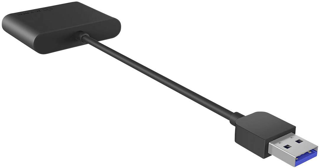 Černý datový USB kabel, který na jedné straně ústí do úzkého adaptéru a na straně druhé do USB portu.