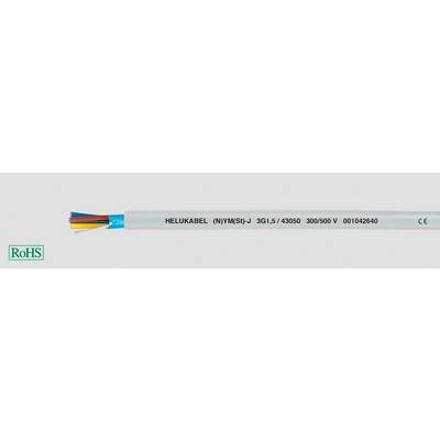 Šedý elektrický kabel s nápisem 'HELU KABEL (NYM(St)-J 3G1.5/40360 300/500 V 001026840)', logo RoHS na levé straně.