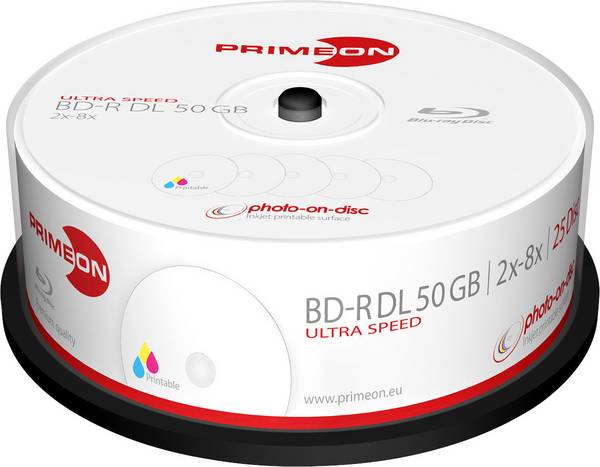 Primeon 2761319 Blu-ray BD-R DL 50 GB 25 ks vřeteno s potiskem