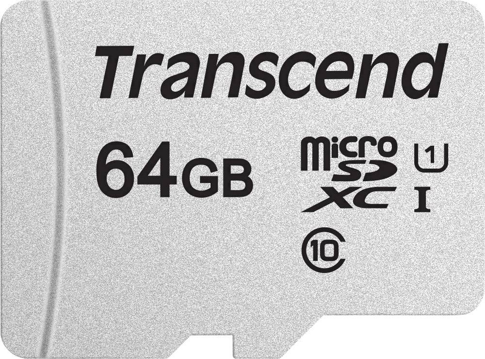 Paměťová karta MicroSD značky Transcend o kapacitě 64 GB, třída 10, s podporou UHS-I a XC.