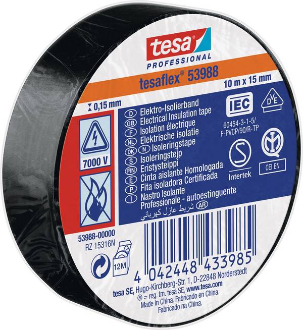 tesa  53988-00000-00 izolační páska tesa® Professional černá (d x š) 10 m x 15 mm 1 ks