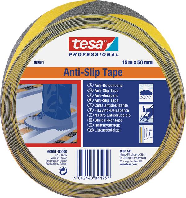 tesa  60951-00000-00 protiskluzová páska tesa® Professional černá, žlutá (d x š) 15 m x 50 mm 1 ks