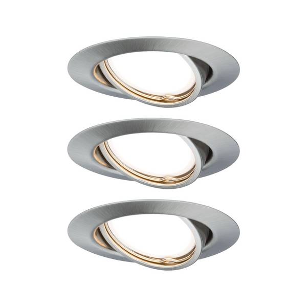 Paulmann 93420 Base vestavné svítidlo, LED, GU10, 15 W, nerezová ocel kartáčovaná, sada 3 ks