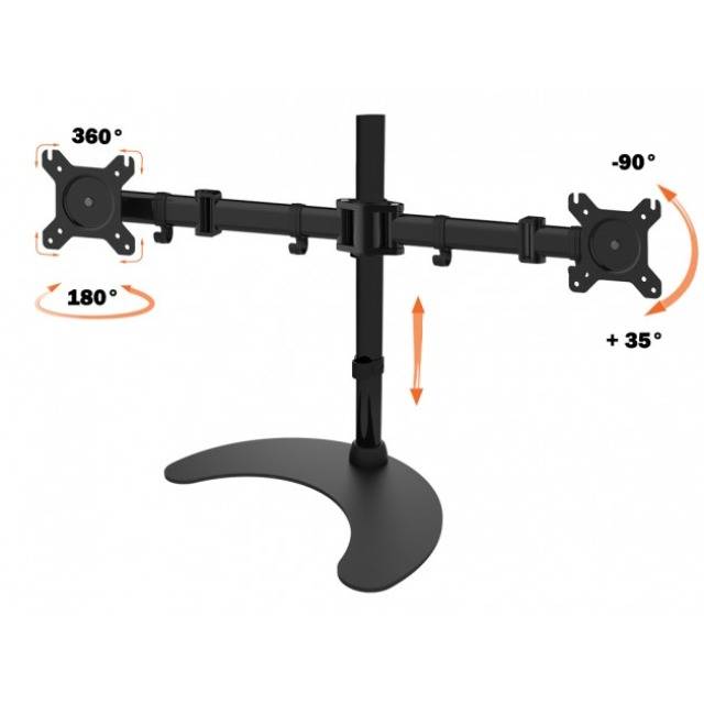 TECHly ICA-LCD-3410 držák monitoru 2 Displej: (s) 33,0 cm (13") - 68,6 cm (27") černá otočný, nastavitelná výška, nakláp-9