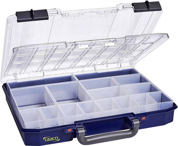 raaco CarryLite 55 4x8-16 DLU kufřík na součástky (d x š x v) 278 x 337 x 58 mm přihrádek: 16 Vč. rukojeti Box Obsah 1 ks