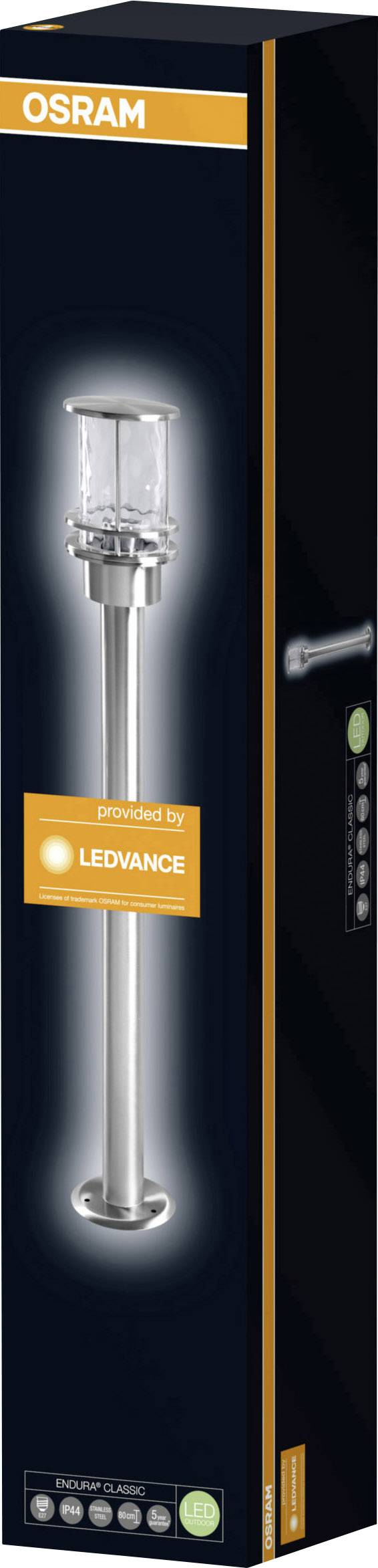 Osvětlení Osram LED v dlouhém černém obalu s obrázkem stříbrného venkovního svítidla; vyrobeno společností Ledvance.