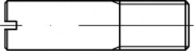 Technický výkres válcové součásti s vertikální osou, dvěma hlavními oddíly a připojovacím čepem vlevo.