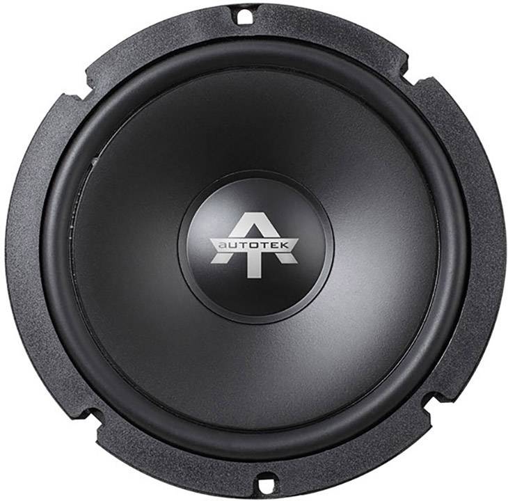 Černý reproduktor s logem 'AUTOTEK' uprostřed, kruhový design s robustním okrajem, vhodný pro audio aplikace.