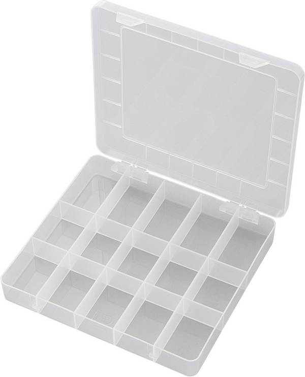 TRU COMPONENTS PP15-01 krabička na malé součástky (d x š x v) 200 x 175 x 26 mm přihrádek: 15 pevné rozčlenění  Obsah 1 ks