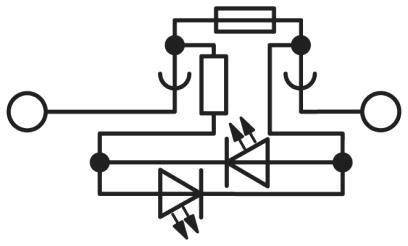 Schéma usměrňovače s diodami a rezistory, který mění střídavý proud na proud stejnosměrný.