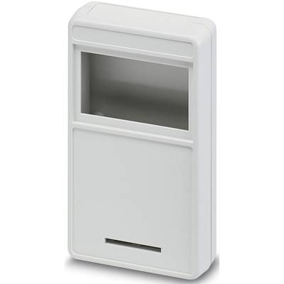 Bílý plastový obdélníkový kryt s průhledným oknem v horní třetině, pravděpodobně určený pro elektronické zařízení.