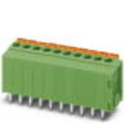 Zelený svorkovnicový blok se standardním roztehovým rastrem, vhodný pro elektronické propojení.