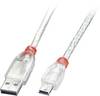 LINDY USB kabel USB 2.0 USB-A zástrčka, USB Mini-B zástrčka 2.00 m transparentní 41783