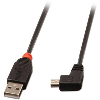 USB kabel se standardním USB konektorem na jedné straně a pravouhlým Micro-USB konektorem na straně druhé.