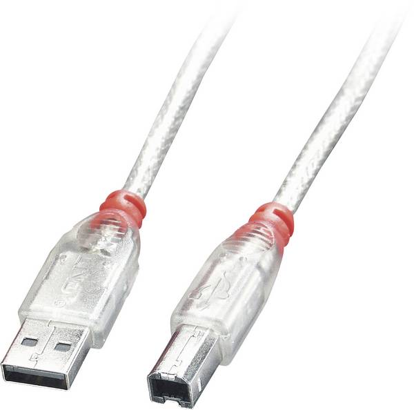 LINDY USB kabel  USB 2.0 USB-A zástrčka, USB-B zástrčka 0.20 m transparentní dvoužilový stíněný 41750
