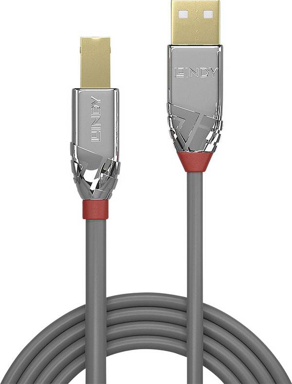 LINDY USB kabel  USB 2.0 USB-A zástrčka, USB-B zástrčka 2.00 m šedá dvoužilový stíněný 36642