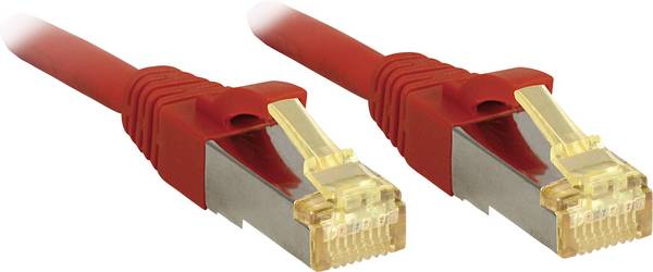 LINDY 47295 RJ45 síťové kabely, propojovací kabely CAT 6a (surový kabel CAT 7) S/FTP 3.00 m červená s ochranou 1 ks