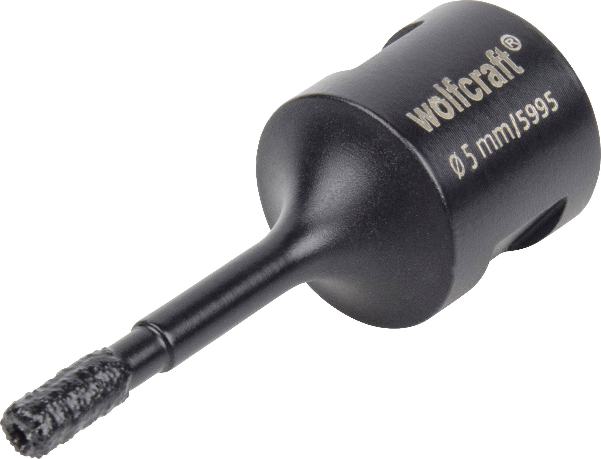 Pilová díra 'Wolfcraft' s průměrem kotouče 5 mm, modelové číslo 5995, černá, vhodná pro přesné vrtání a řezání.