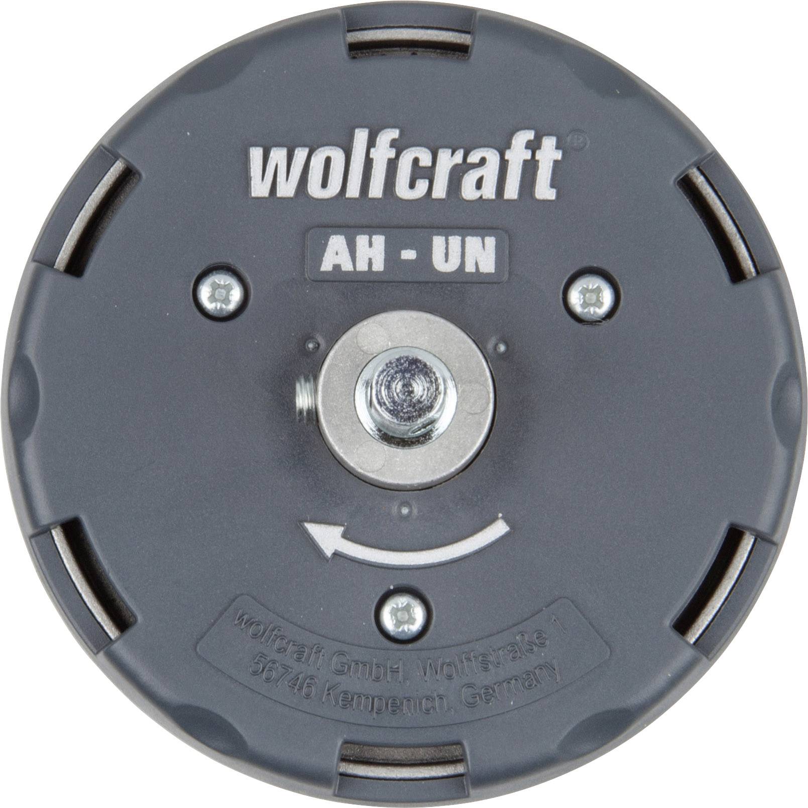 Černý klíč Wolfcraft AH-UN-Flanšový s centrálním čepem, vhodný pro upevnění nástrojů na úhlové brusky.