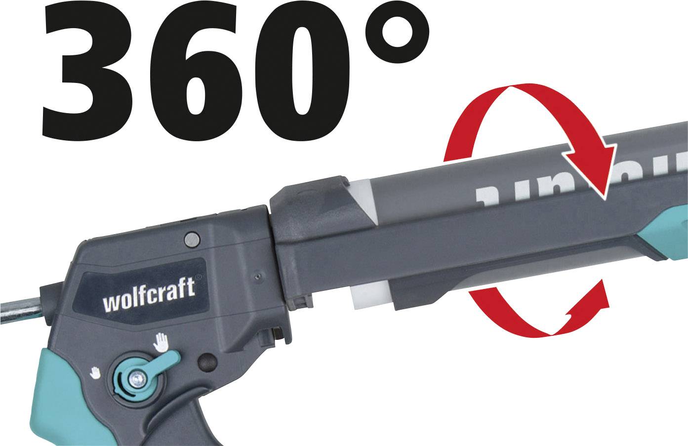 Ruční přítlačný nástavec s 360° otočnou funkcí pro flexibilní použití při těsnicích pracích.