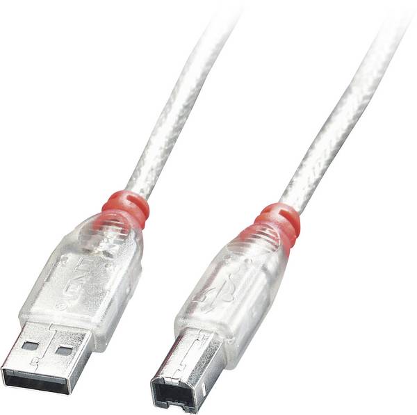 LINDY USB kabel  USB 2.0 USB-A zástrčka, USB-B zástrčka 5.00 m transparentní S průchodkou chránící proti zlomení 41755