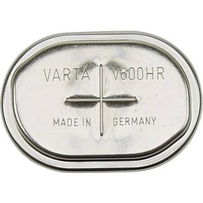 Stříbrná baterie VARTA, model V600HR, s označením 'VYROBENO V NĚMECKU'.