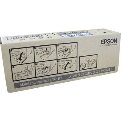 Údržbová kazeta Epson (model T6190) s návodem k instalaci v pěti krocích zobrazená na obalu.