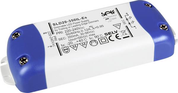 Self Electronics SLD20-350IL-ES LED driver  konstantní proud 18.9 W 350 mA 30 - 54 V/DC stmívatelný, montáž na nehořlavém povrchu , ochrana proti přepětí , přepětí  1 ks