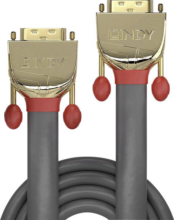LINDY DVI kabel DVI-D 24+1pol. Zástrčka, DVI-D 24+1pol. Zástrčka 20.00 m šedá 36208 pozlacené kontakty DVI kabel