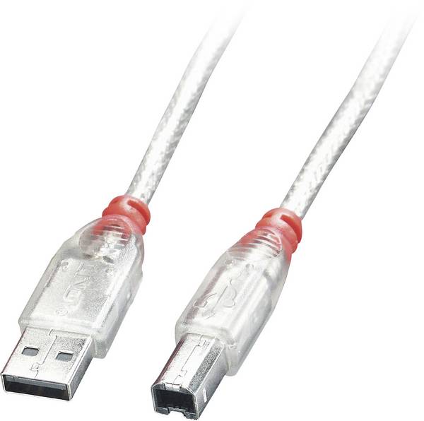 LINDY USB kabel USB 2.0 USB-A zástrčka, USB-B zástrčka 0.50 m transparentní dvoužilový stíněný 41751