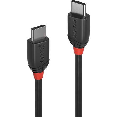 USB-C kabel s oboustranným připojením, černý s červeným zesílením. Slouží k propojení zařízení s napájením USB-C.