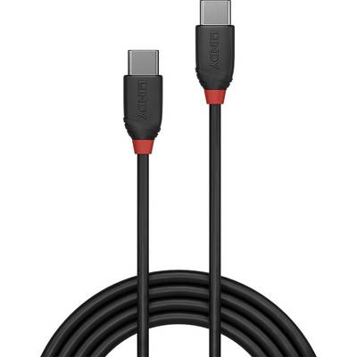 Černý USB-C kabel s oboustranným připojením, vhodný pro připojení elektronických zařízení.