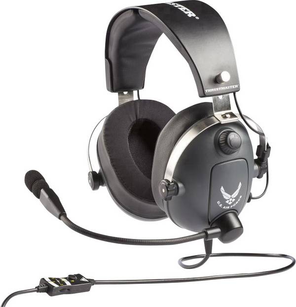 Thrustmaster ThrustMaster T.Flight - U.S. Air Force Edition  Headset uzavřená (Over Ear) kabelová stereo šedá, metalická   regulace hlasitosti, Vypnutí zvuku mikrofonu Gaming