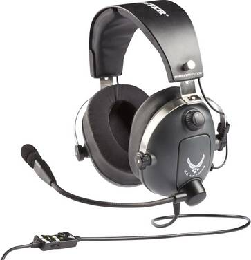 Thrustmaster ThrustMaster T.Flight - U.S. Air Force Edition  Headset uzavřená (Over Ear) kabelová stereo šedá, metalická   regulace hlasitosti, Vypnutí zvuku mikrofonu Gaming