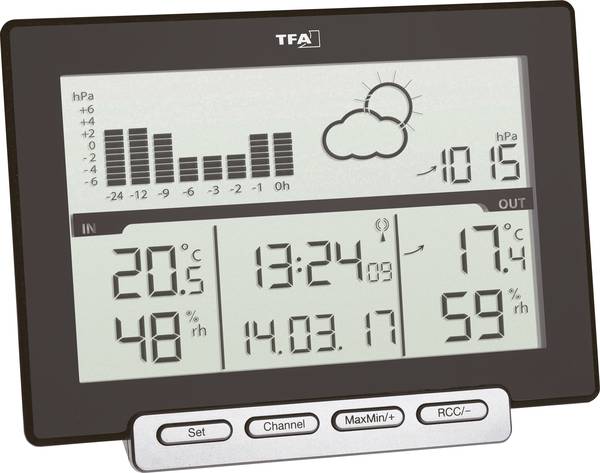 TFA Dostmann Meteo Sens 35.1139.01 digitální bezdrátová meteostanice Předpověď pro 12 až 24 hodin Počet senzorů (max.) 3