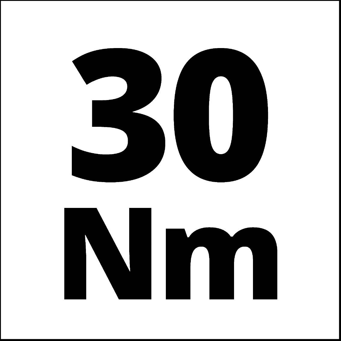 '30 Nm' černým písmem na bílém pozadí.