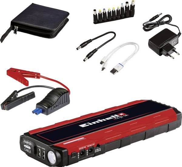 Einhell  systém pro rychlé startování auta  CE-JS 18  1091531  Pomocný startovací proud (12 V)=300 A    2x USB konektor, indikátor stavu nabití