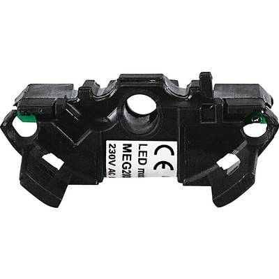 Černý LED modulový adaptér s certifikací CE s nápisem: LED modul MEG230/4, 230V AC.