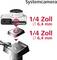 Zobrazení „systémového fotoaparátu" ukazuje horní stranu fotoaparátu s 1/4palcovým (6,4 mm) stativovým závitem a samostatným znázorněním šroubového upevnění.