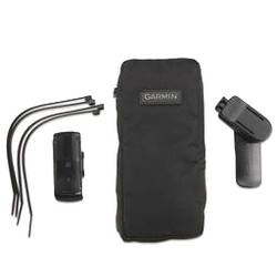 Sada Garmin pro montáž včetně tašky, držáku, stahovacích pásek a příslušenství pro upevnění na jízdní kola nebo jiná zařízení.