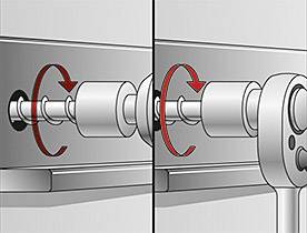 Ilustrace ukazuje, jak je válcový zámek odstraněn pomocí šroubováku. Znázorňuje rotační pohyb a strukturu zámku.