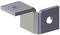 Kovový úhelník ve tvaru L se dvěma montážními otvory.