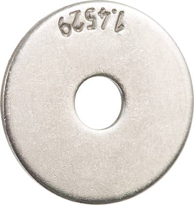 Plochý kovový disk s centrálním otvorem a vyrytým číslem '14529' nahoře. Používá se jako podložka.