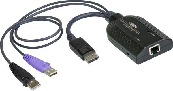 ATEN KVM adaptér [2x USB 2.0 zástrčka A, zástrčka DisplayPort - 1x RJ45 zásuvka] 0.20 m černá