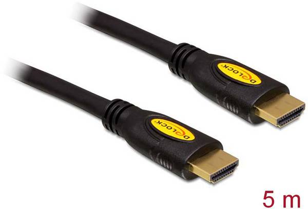 Delock HDMI kabel Zástrčka HDMI-A, Zástrčka HDMI-A 5.00 m černá 82455 4K UHD, pozlacené kontakty HDMI kabel