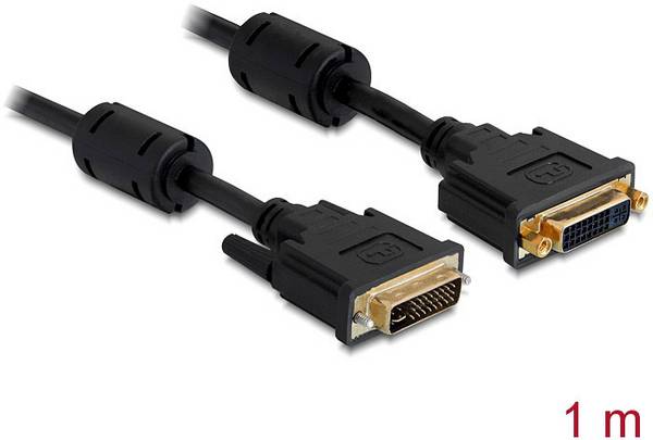 Delock DVI prodlužovací kabel DVI-I 24+5pól. Zástrčka, DVI-I 24+5pól. zásuvka 1.00 m černá 83106 s feritovým jádrem DVI kabel