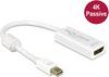 Delock Mini-DisplayPort / HDMI kabelový adaptér Mini DisplayPort konektory, Zásuvka HDMI-A 0.20 m bílá 62614 pozlacené kontakty Kabel DisplayPort